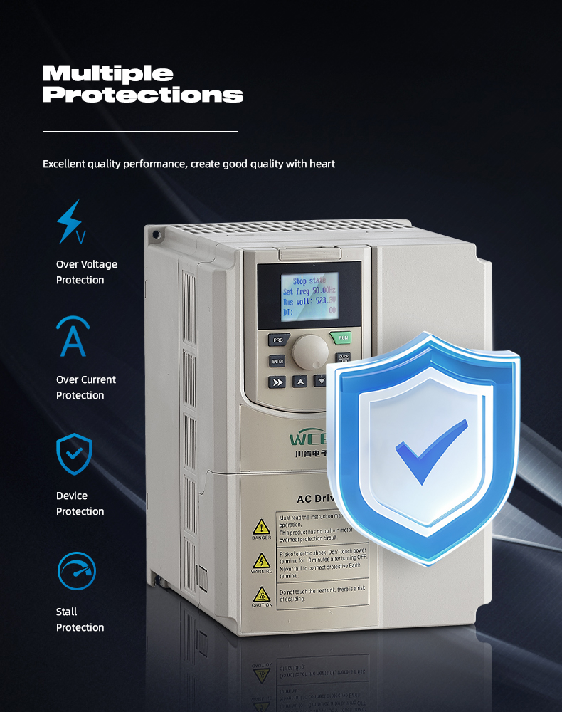 Durable AC inverter VFD 3 Phase 220V 380V 0.75KW 1.5KW 2.2KW 4KW for pumping unit