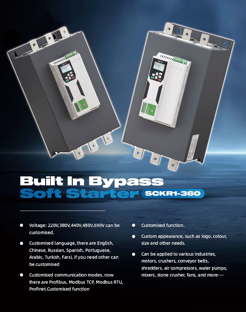 220V 380V 3 Phase Motor Drive 90KW 115KW AC Motor Soft Starter with Online Type and No Bypass Contactor