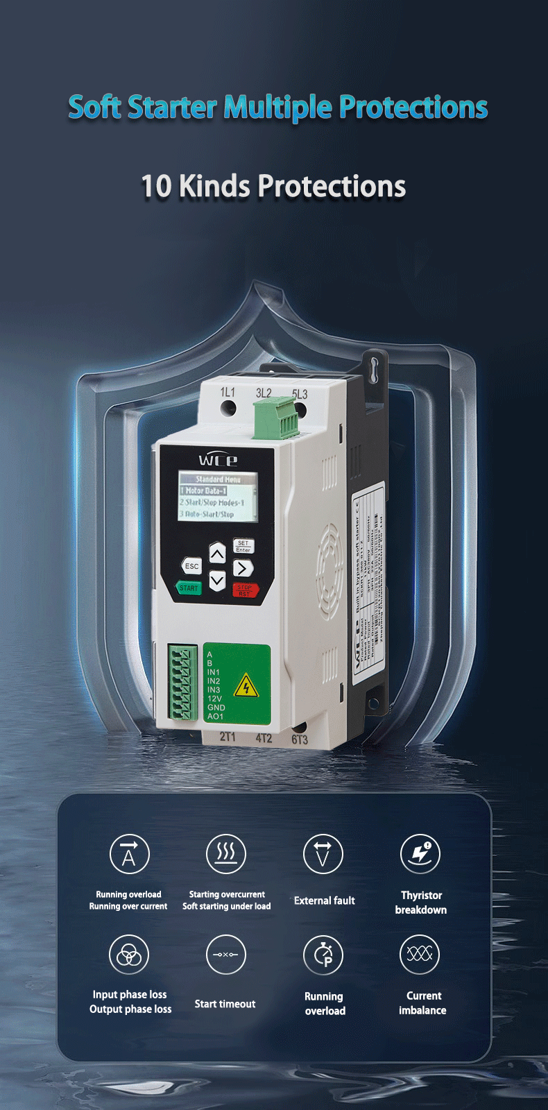 Energy-saving Built-in Bypass Soft Starter LCD Display 0.37kW~115kW/0.75hp~150HP 220V/380V Is Used in air Compressors