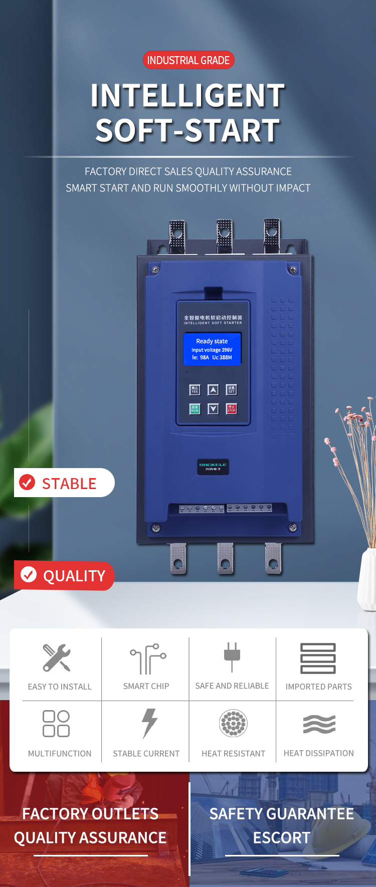 Low Price 30kw 40HP 3 Phase 380V Soft Starter for Three Phase Motor