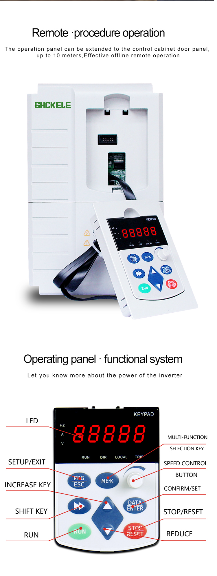 High Performance Vector Control Braking Resistor 380V 18.5KW 10HP Adjustable Speed Control VFD  Control Panel Display