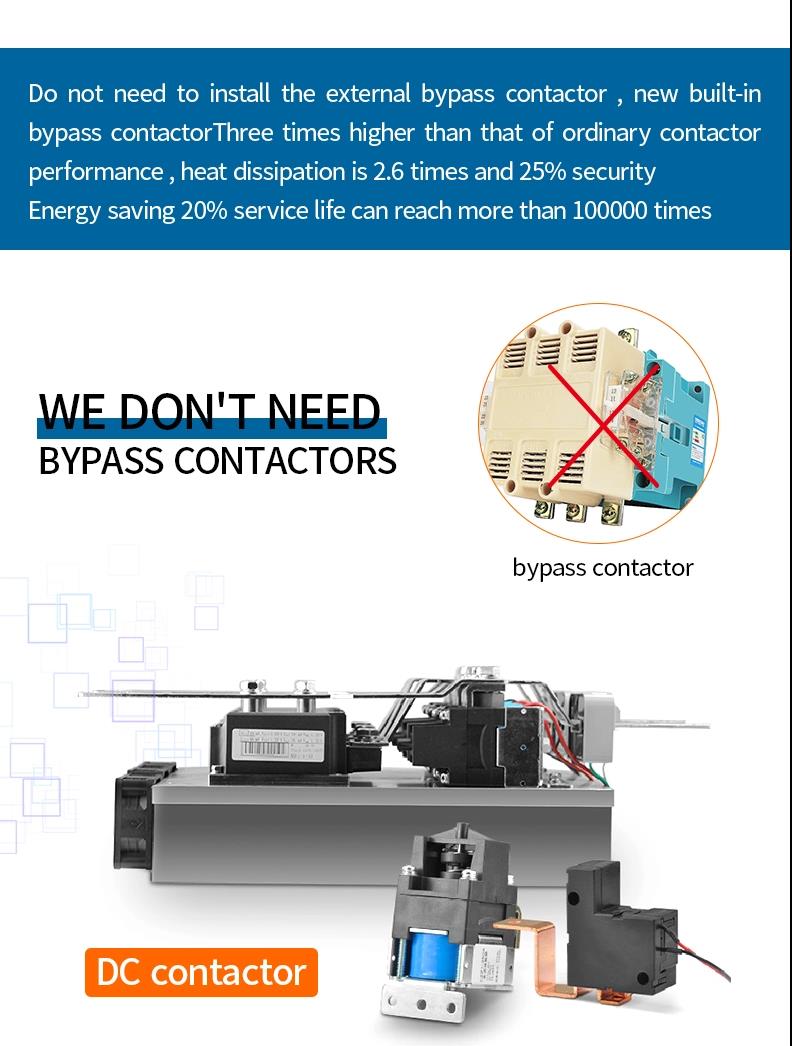 Open Loop Protection 380V 75KW 100HP Bypass Soft Starter for AC 3 Phase Motor 110A Contactors for Air Compressor