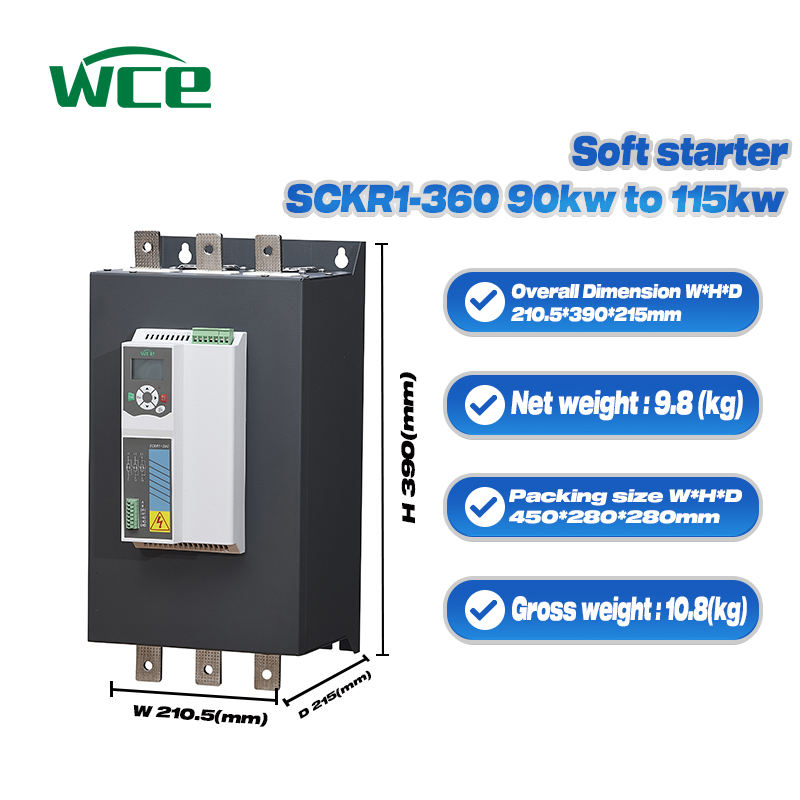 90KW 115KW AC Motor Soft Starter 220V 380V Triple Output No Bypass Contactor Motor Drive for Heavy Duty Applications