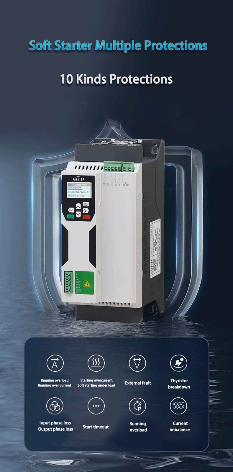 220V 3 Phase Motor Drive AC Intelligent Motor Soft Starter Soft Start Module Soft Start 50-60HZ Compatible 18.5KW 22KW 30KW 37KW