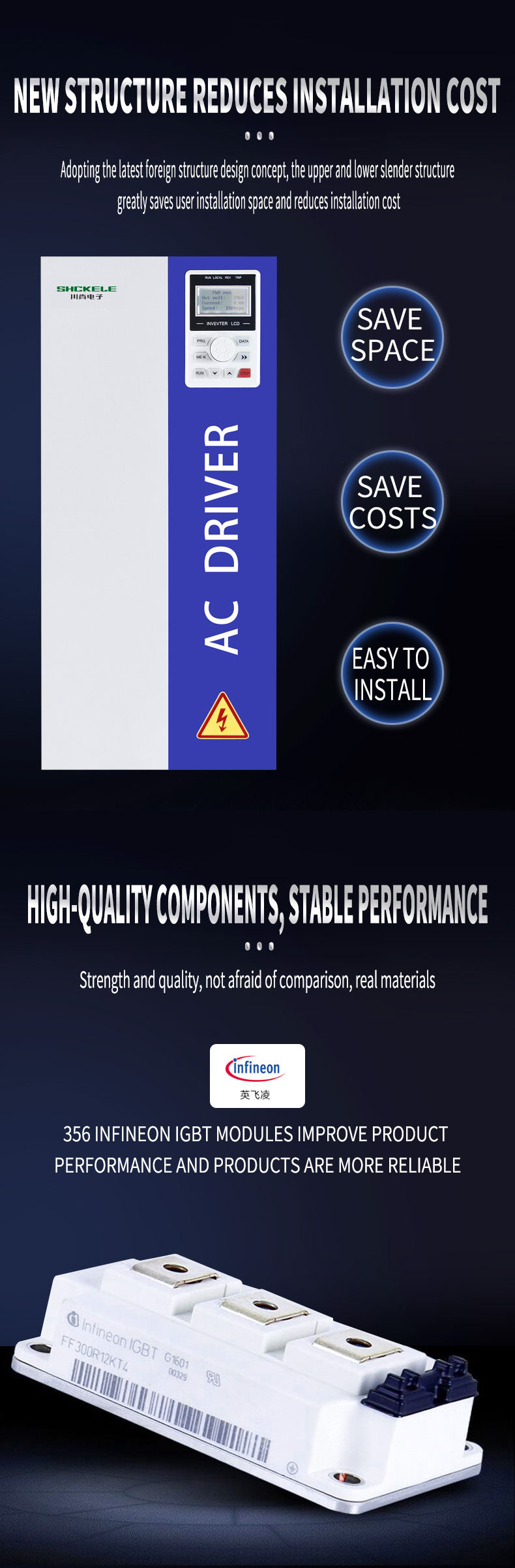 220KW 3 Phase 380V China VFD Three Phase Frequency Converter Motor Drive