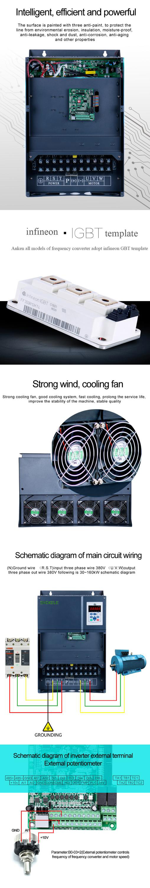 VFD 220V Single Phase to 3 Phase 380V 45KW 50Hz 60Hz Frequency Converter AC Motor Drive VFD Inverter Manufacture