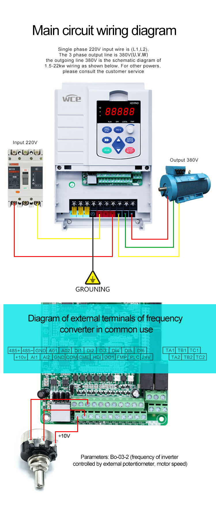 High Quality 18.5KW 380V 25HP VFD 2.2KW 3HP Input 3 Phase 220 60 HZ Output 3 RS485 AC Motor VFD Pump Controller