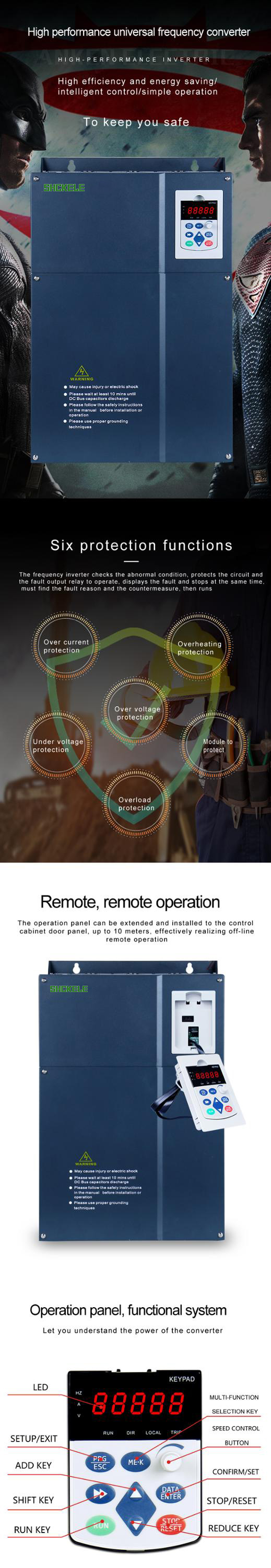 VFD 220V Single Phase to 3 Phase 380V 45KW 50Hz 60Hz Frequency Converter AC Motor Drive VFD Inverter Manufacture