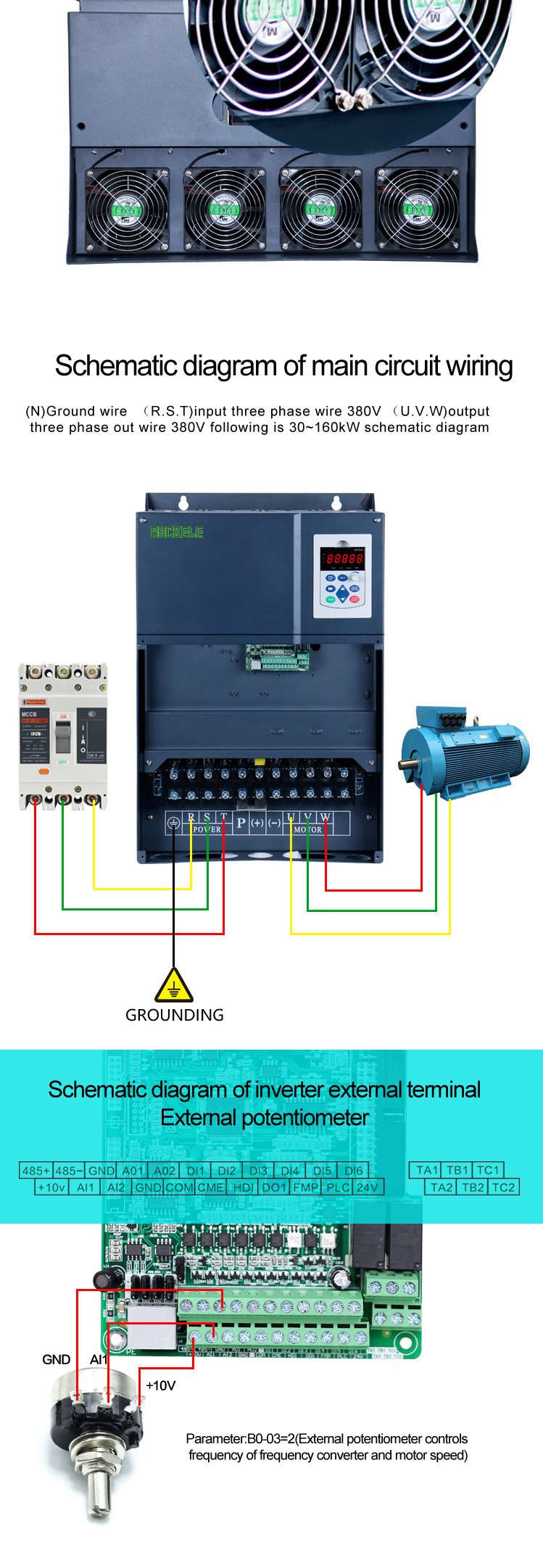 China Suppliers Frequency ConVerter 220 V 50hz to 110 V 60hz Board InVerter Low Frequency 160KW VFD Customer Display 160KW