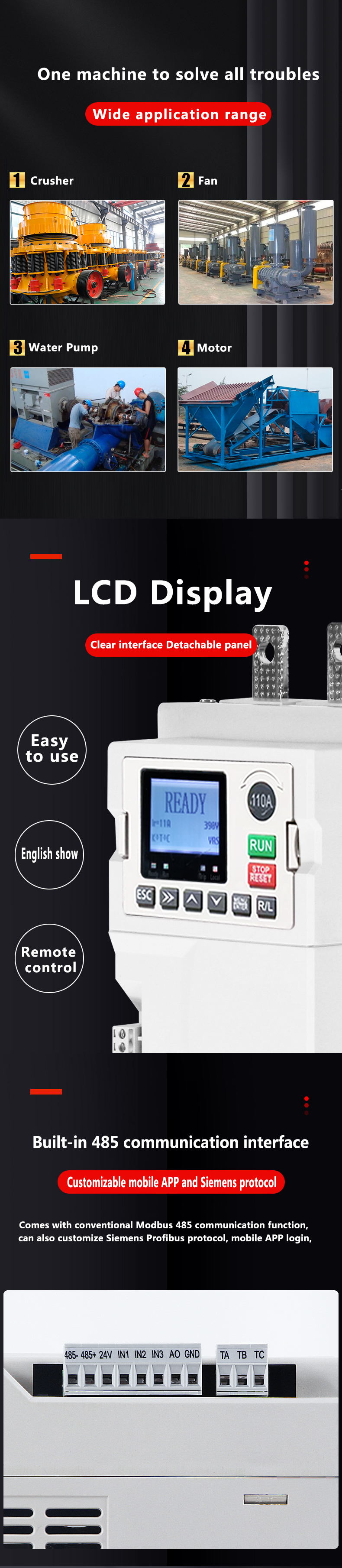 High Performance AC 5.5KW 7.5KW 11KW 18.5KW 37KW 55KW Triple Phase 380V 45KW Intelligence Online Soft Starter