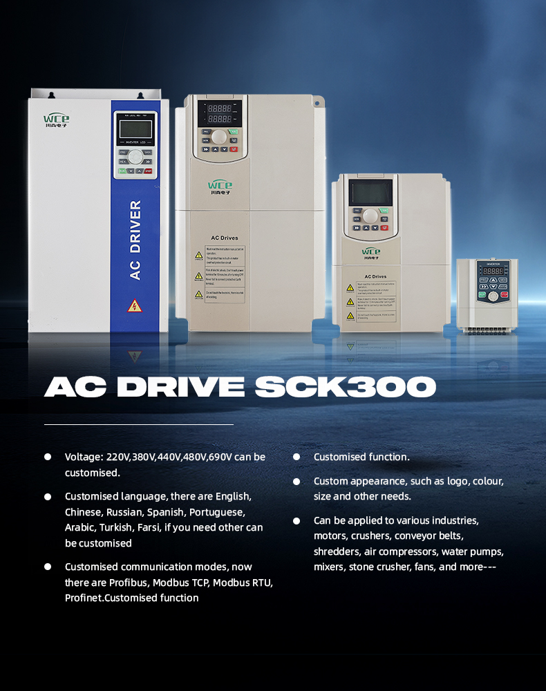 Durable AC inverter VFD 3 Phase 220V 380V 0.75KW 1.5KW 2.2KW 4KW for pumping unit