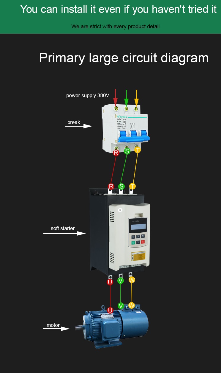 Can Remotely Control 50Hz/60Hz 3phase 380V Power 37KW Motor Soft Starter for Ac Electric Motor
