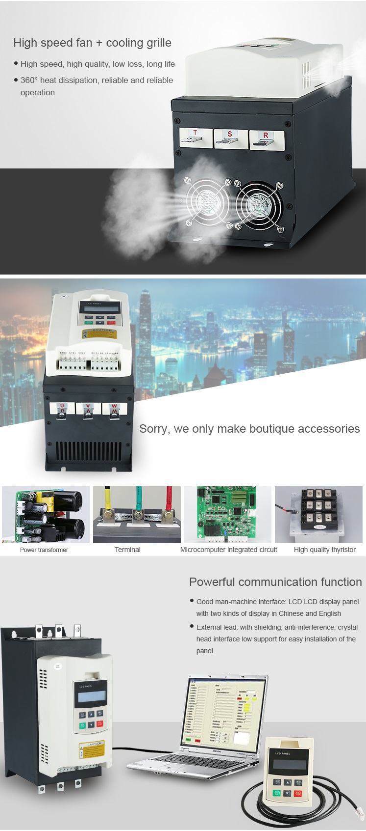 Can Remotely Control 50Hz/60Hz 3phase 380V Power 37KW Motor Soft Starter for Ac Electric Motor