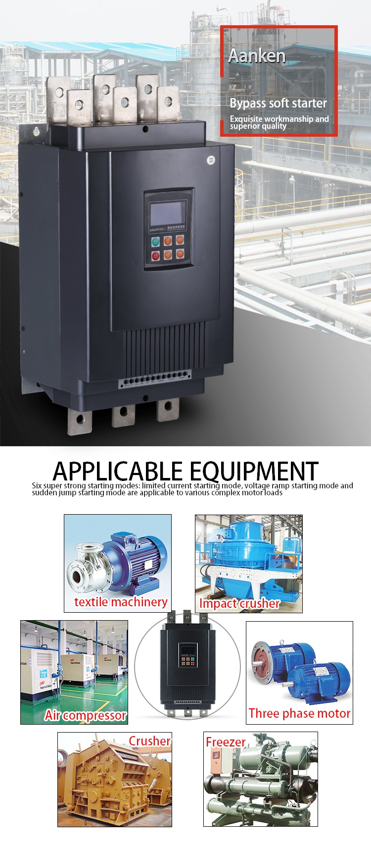 Motor Soft Starter with Three Phase 380V 320KW 50Hz/60Hz Soft Starter for Induction Motor