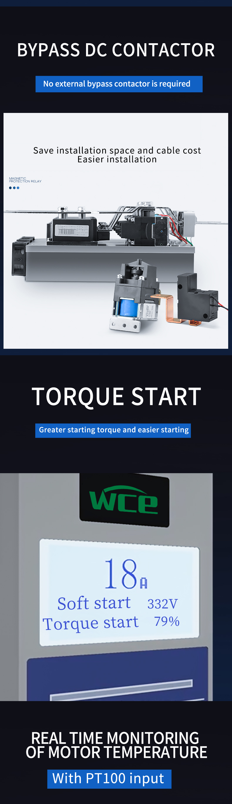 15KW to 630KW Built-in Bypass Motor Soft Starter/AC Motor Soft Starter/Engine Protection/50/60Hz/low Cost