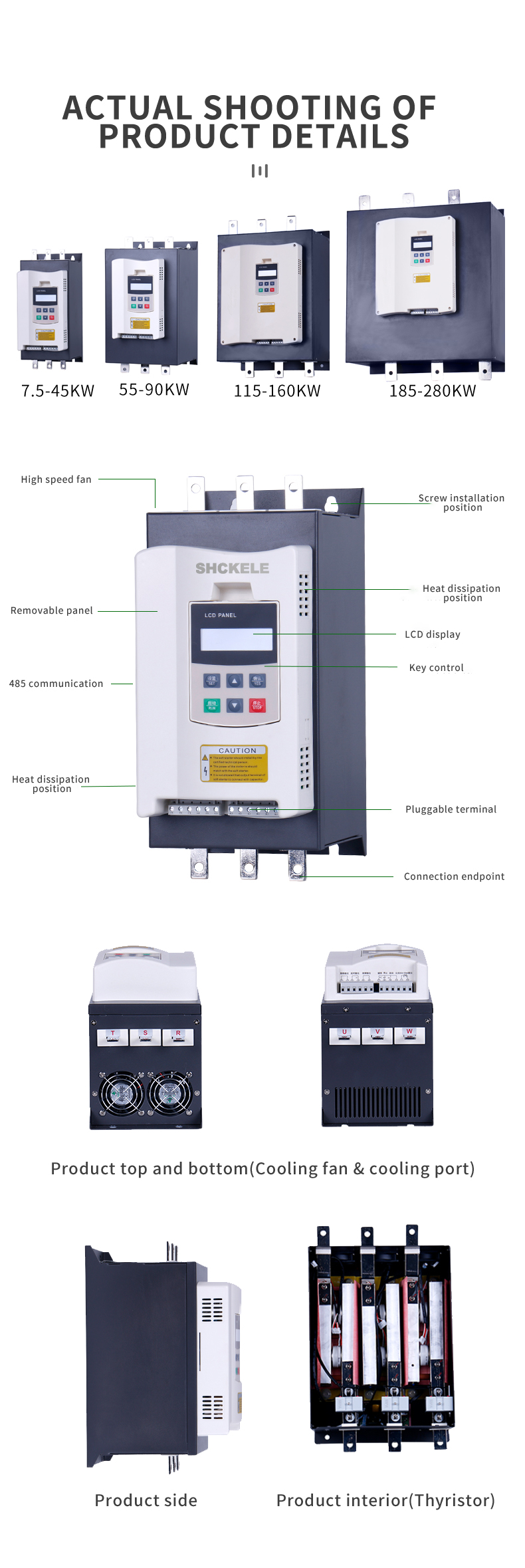 SHCKELE SS Can Remotely 115KW~220KW~280KW Price 3phase 50Hz/60Hz 380V Power 3 Phase Soft Starter for Ac Electric Motor Starter