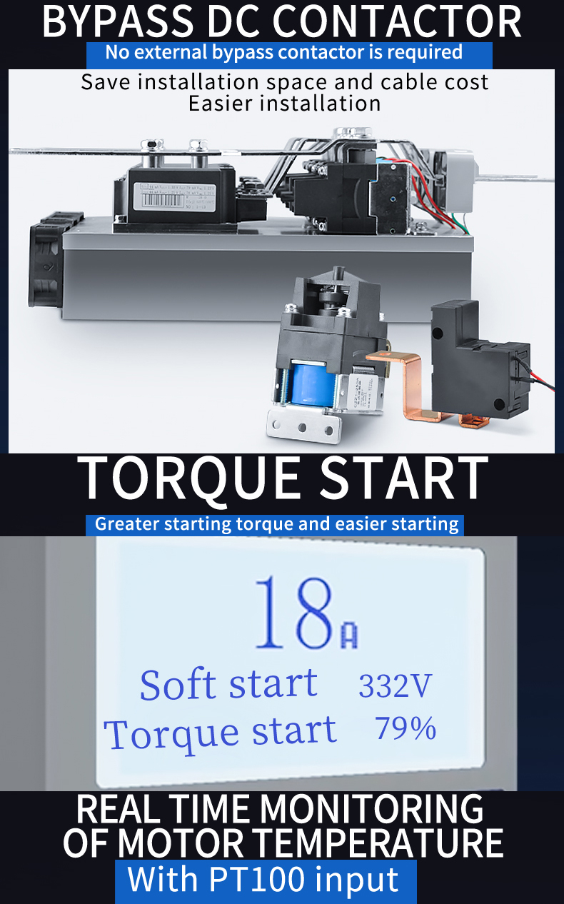 100HP Motor France Intelligent Language Soft Start Controller Soft Starter 75KW 3 Phase 380V/690V for Bypass