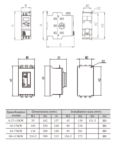 Energy-saving Built-in Bypass Soft Starter LCD Display 0.37kW~115kW/0.75hp~150HP 220V/380V Is Used in air Compressors