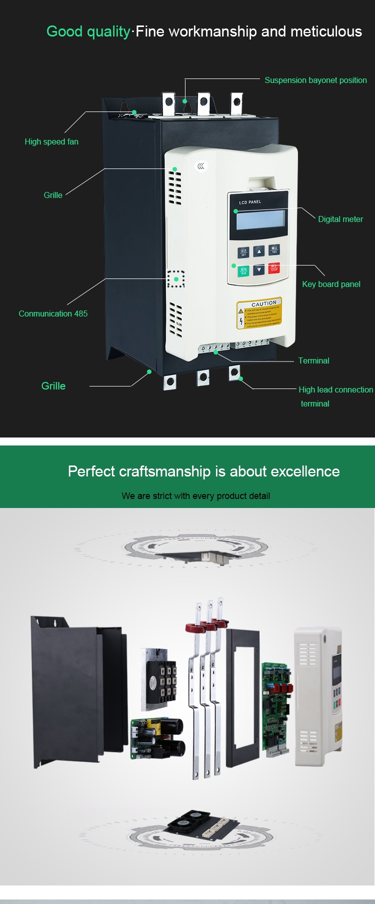 Can Remotely Control 50Hz/60Hz 3phase 380V Power 37KW Motor Soft Starter for Ac Electric Motor