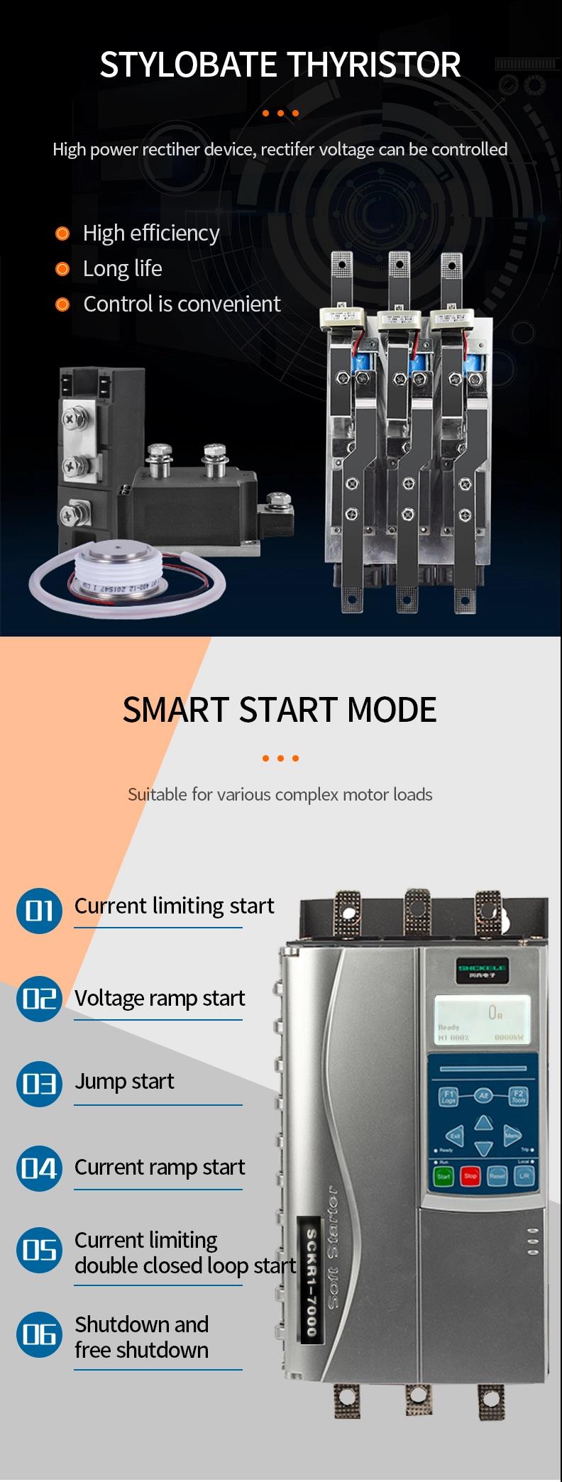 Open Loop Protection 380V 75KW 100HP Bypass Soft Starter for AC 3 Phase Motor 110A Contactors for Air Compressor