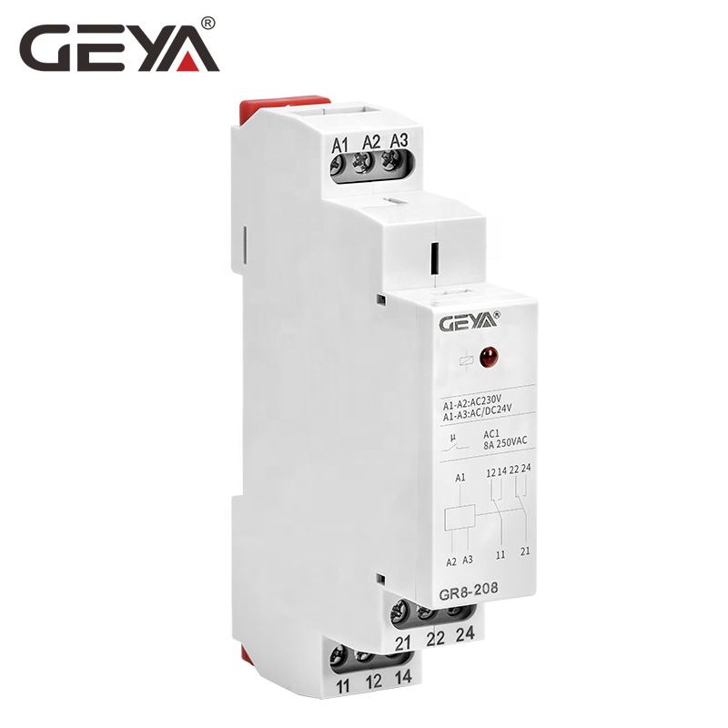 GEYA GR8-208-AD12V 24V 2SPDT Din Rail Modular Auxiliary Relay 280v To110v Intermediate Relay Price with CE Certificate